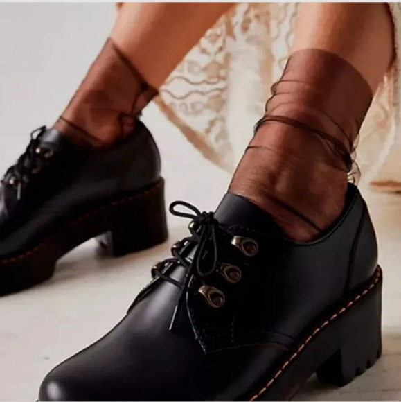 Dr. Martens Leona Lo Vintage smooth leather heeled shoes 9 black Grunge Punk - Picture 2 of 5